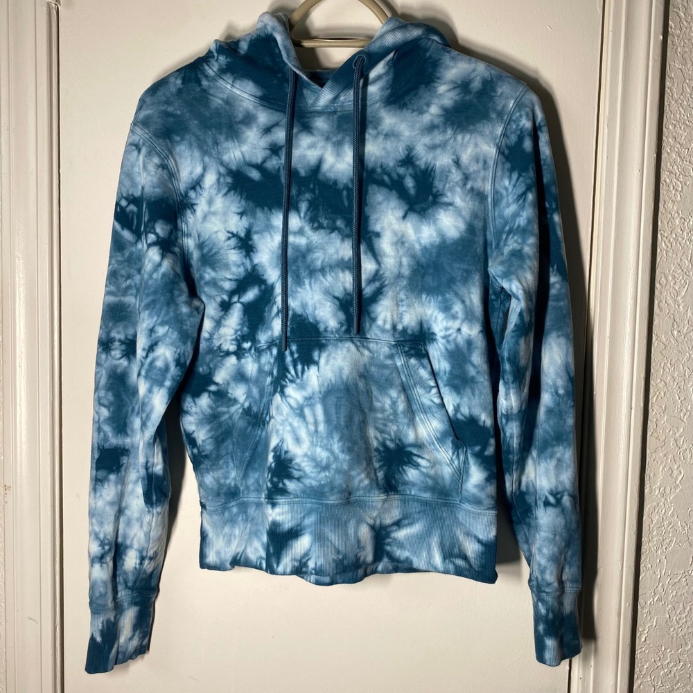 Athleta Womens Blue Tie Dye Hoodie‎ Sweatshirt Cotton Blend Size